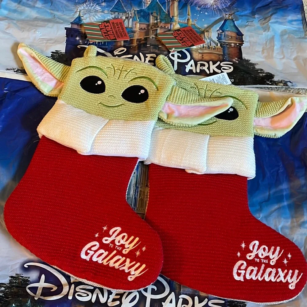 Two Disneyland parks baby yoda Grogu Christmas stockings